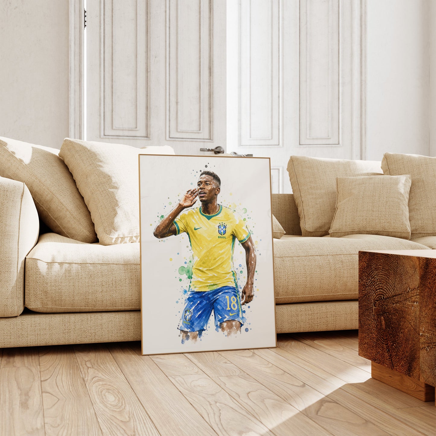 Brasilien Fußball Poster · Geschenkidee · Aquarell Sport Wandbild · Deko Print ohne Rahmen