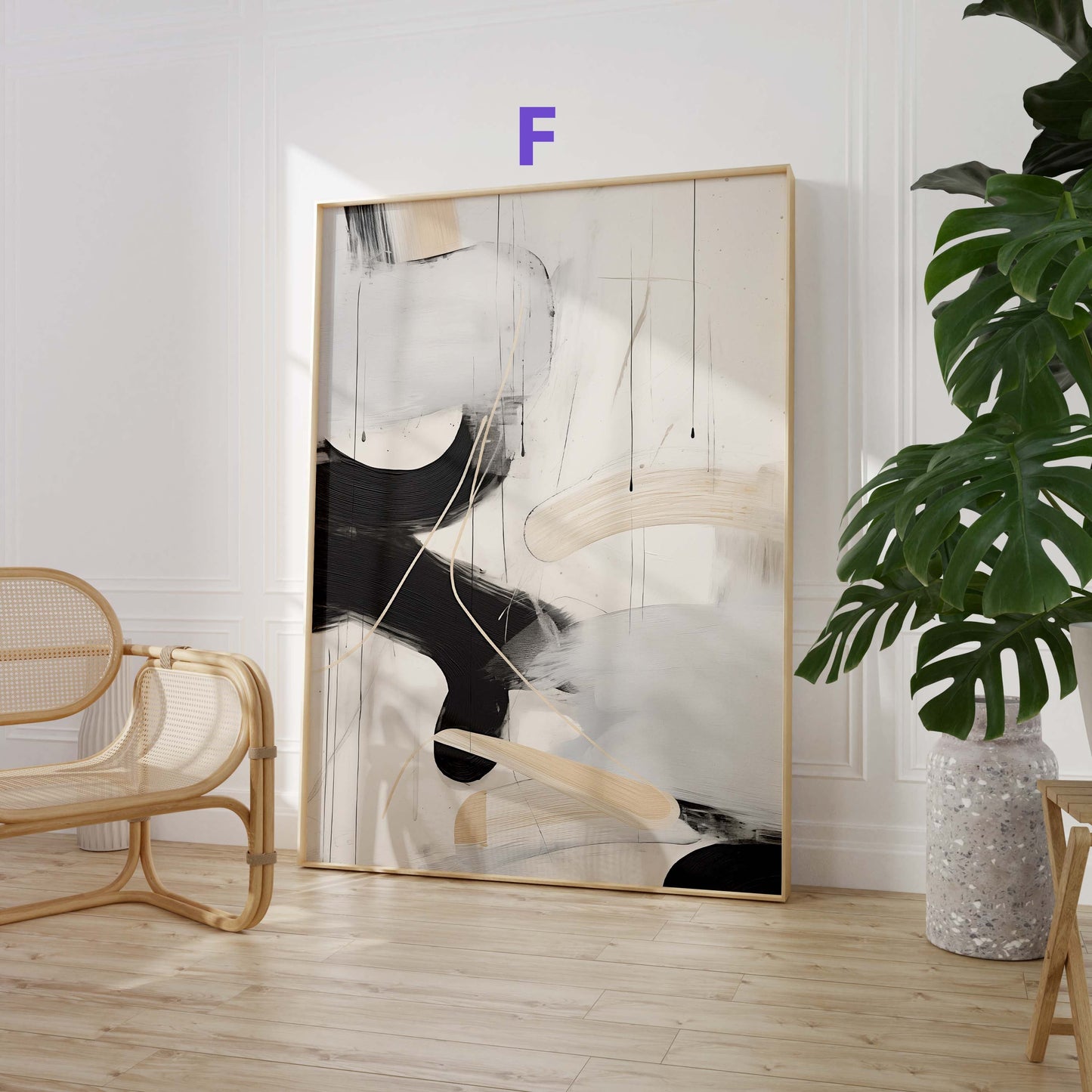 Abstraktes Beige-Schwarz-Poster · Geschenkidee · Künstlerische Linienzeichnungen und moderne Texturkunst in neutralen Naturtönen · Dekorationsdruck ohne Rahmen
