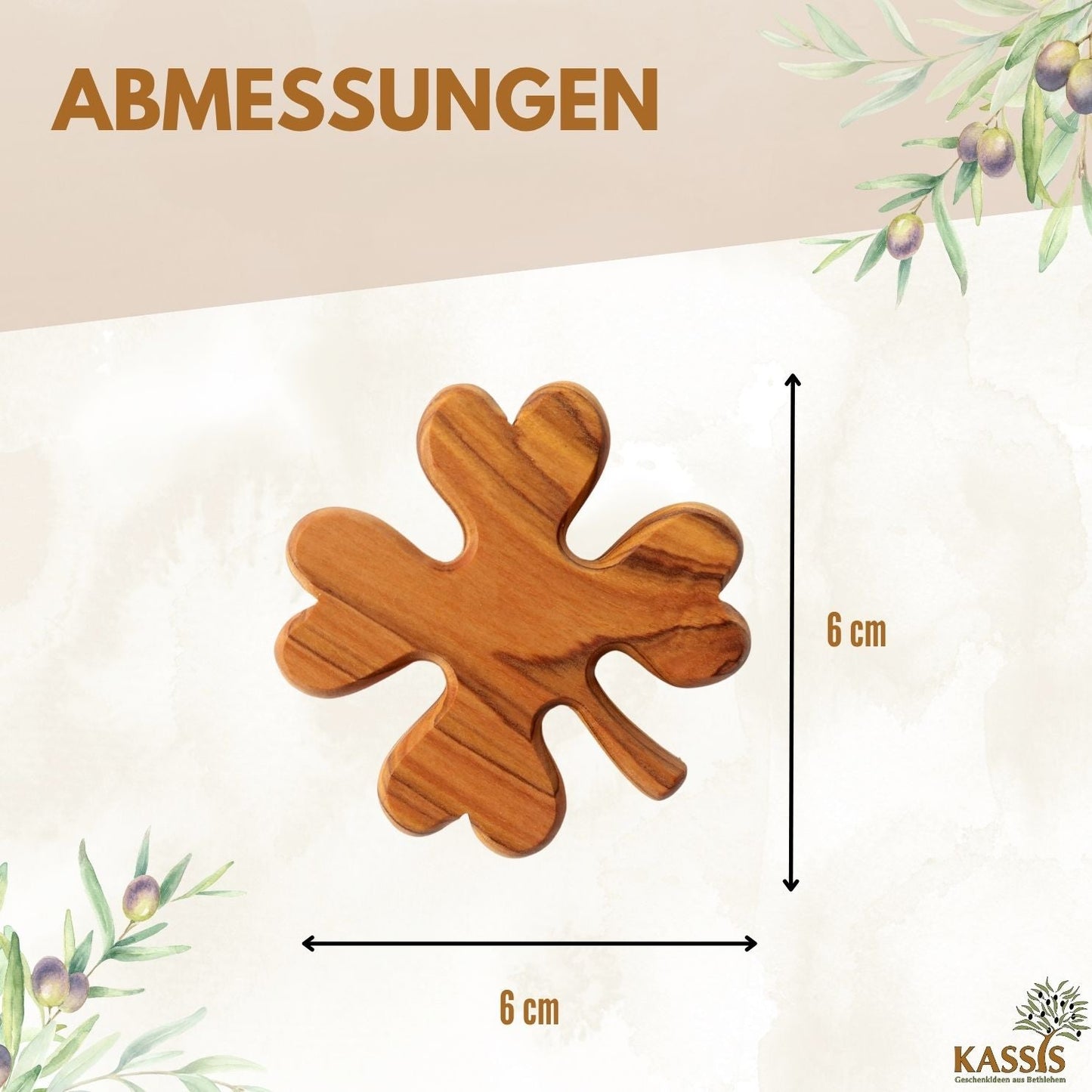 Glücksklee-Handschmeichler aus Olivenholz | Glücksbringer als Geschenk für Geburtstag, Prüfung & Neuanfang