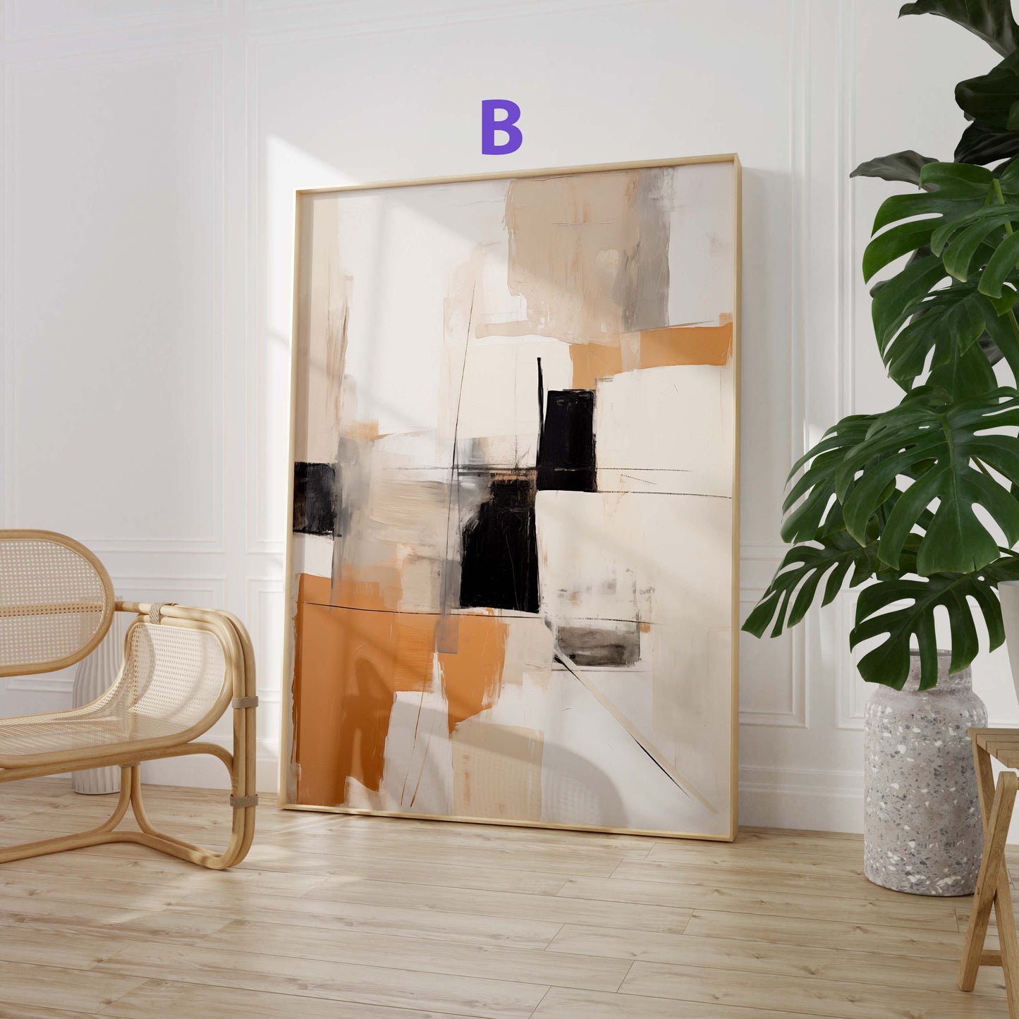 Abstraktes Beige-Schwarz-Poster · Geschenkidee · Künstlerische Linienzeichnungen und moderne Texturkunst in neutralen Naturtönen · Dekorationsdruck ohne Rahmen