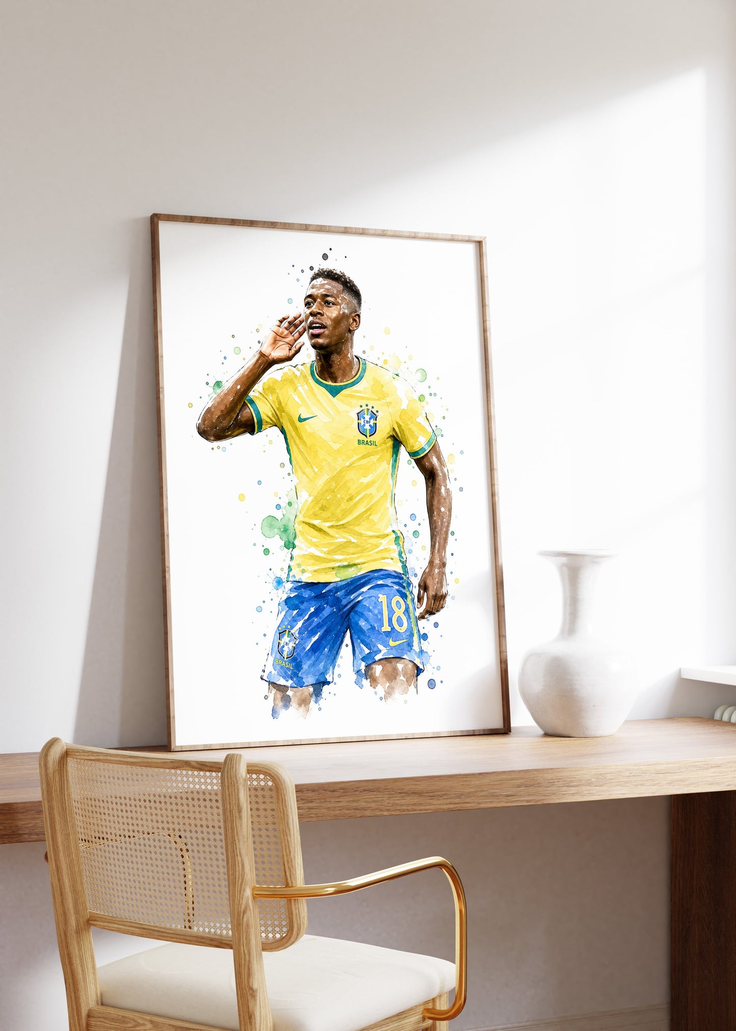 Brasilien Fußball Poster · Geschenkidee · Aquarell Sport Wandbild · Deko Print ohne Rahmen