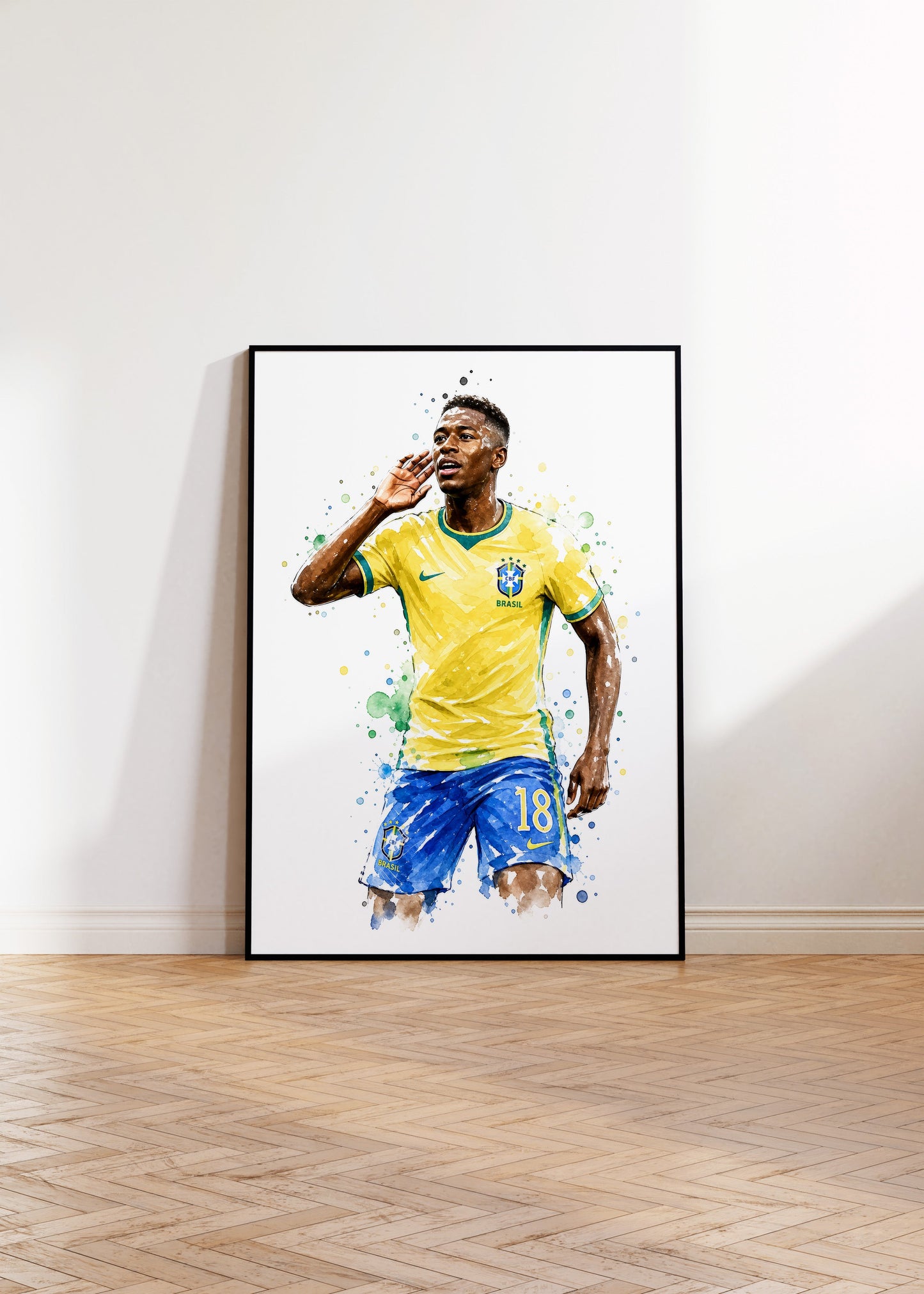Brasilien Fußball Poster · Geschenkidee · Aquarell Sport Wandbild · Deko Print ohne Rahmen