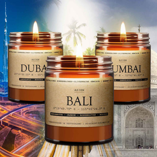 ASIA Pack - 3 Scented Candles - Bali | Dubai | Mumbai
