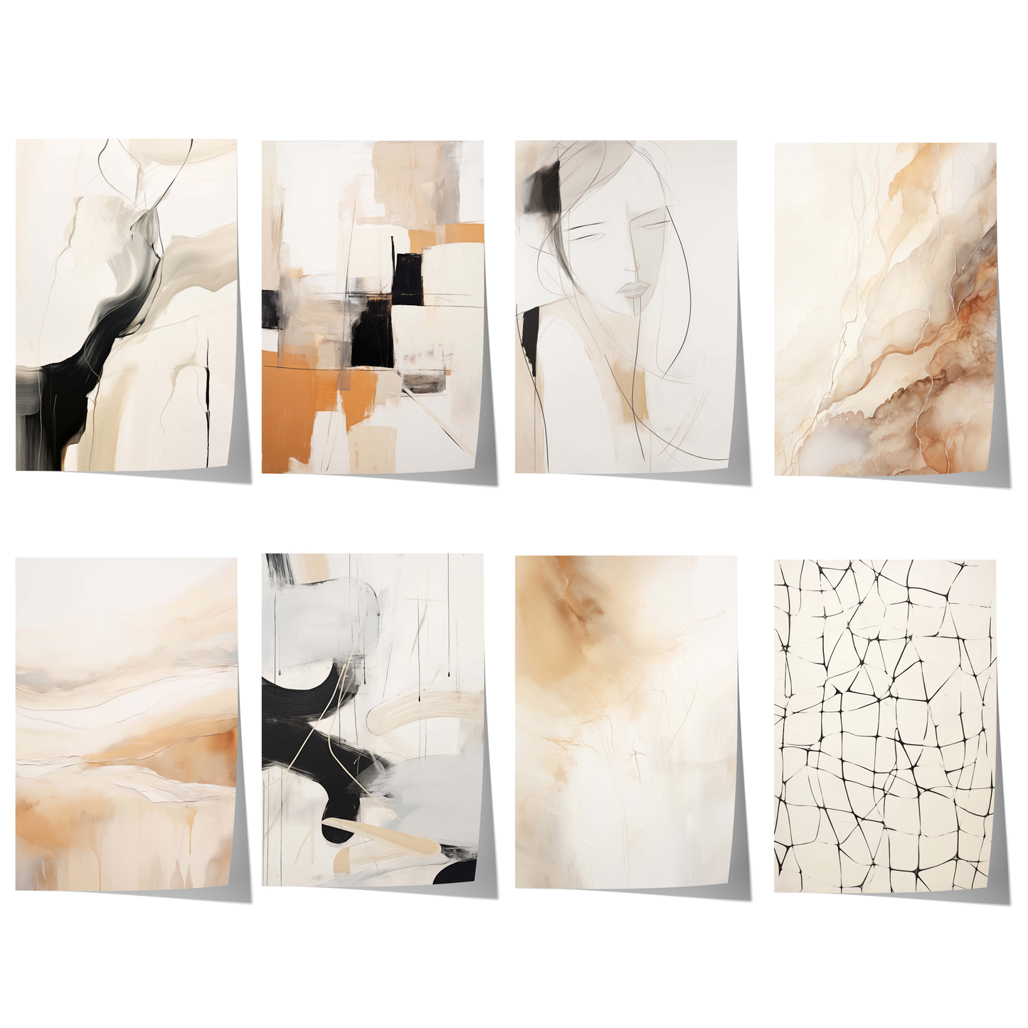 Abstraktes Beige-Schwarz-Poster · Geschenkidee · Künstlerische Linienzeichnungen und moderne Texturkunst in neutralen Naturtönen · Dekorationsdruck ohne Rahmen