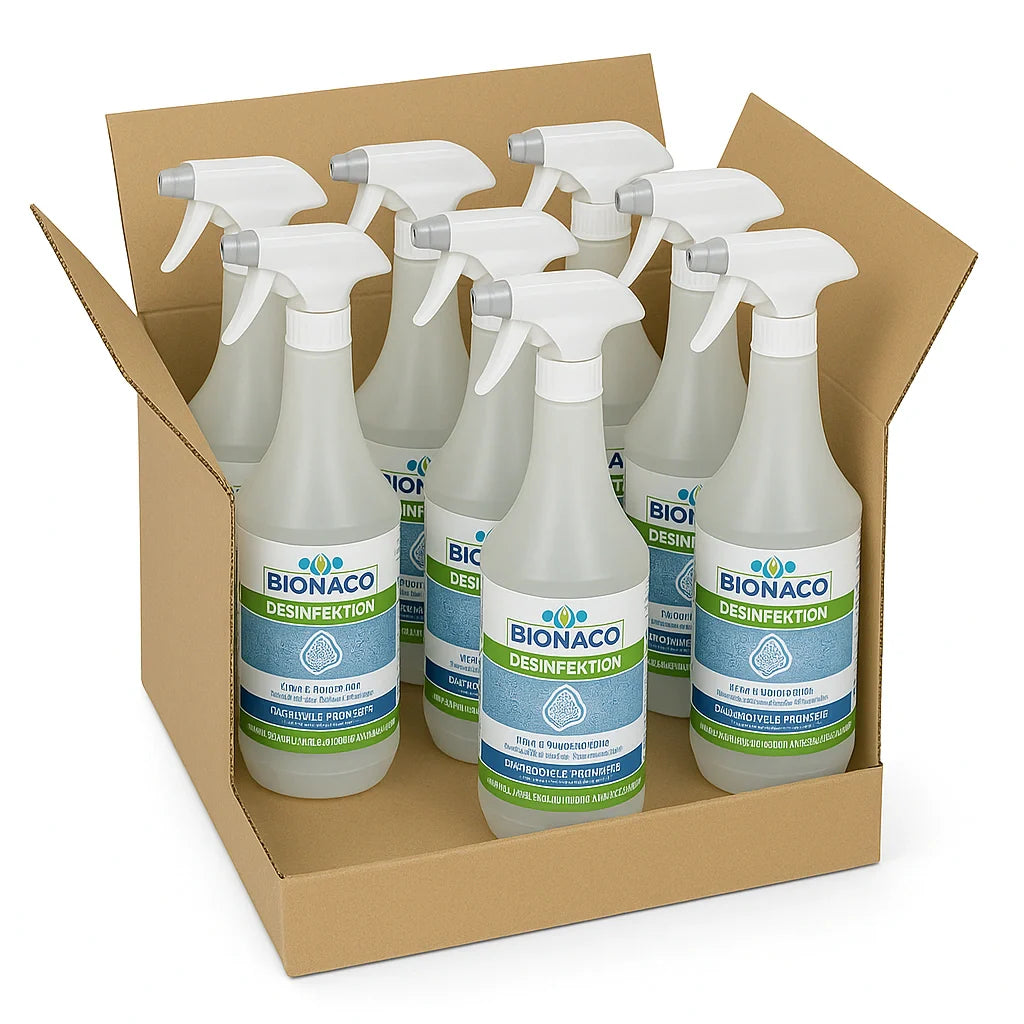 BIONACO® Hygiene & Desinfektion – Sprühflasche | 8 × 1000 ml (1 Karton)