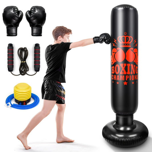 Sac de box cu Mănuși și Coardă de Sărit