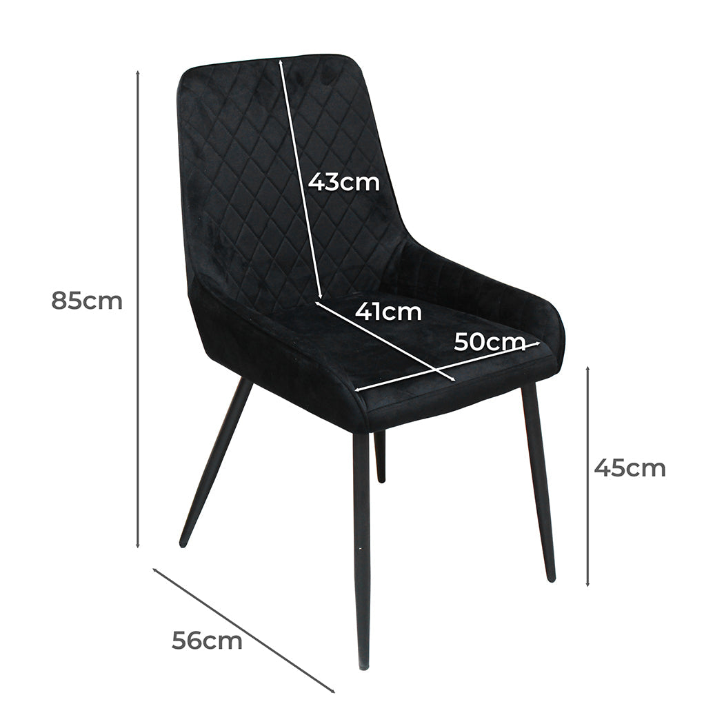 Dining Chairs x 4 Padded Seat Soft Velvet