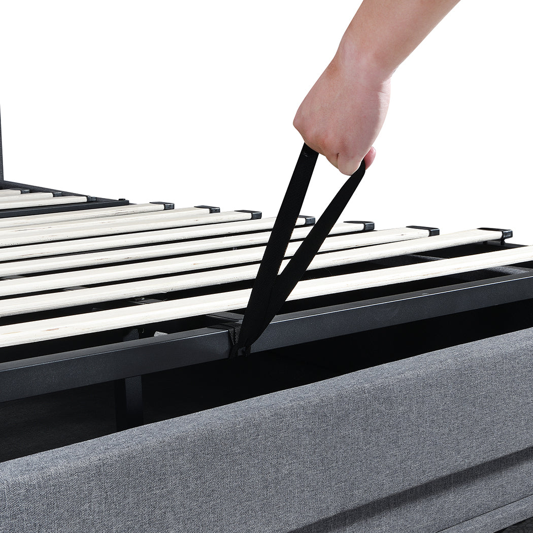 Levede Single Bed Frame Gas Lift Storage LED Light USB