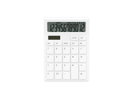 Techancy Desktop Calculator MK1166 12 Digits Dual Power GT/MU Function ABS TM25001 White
