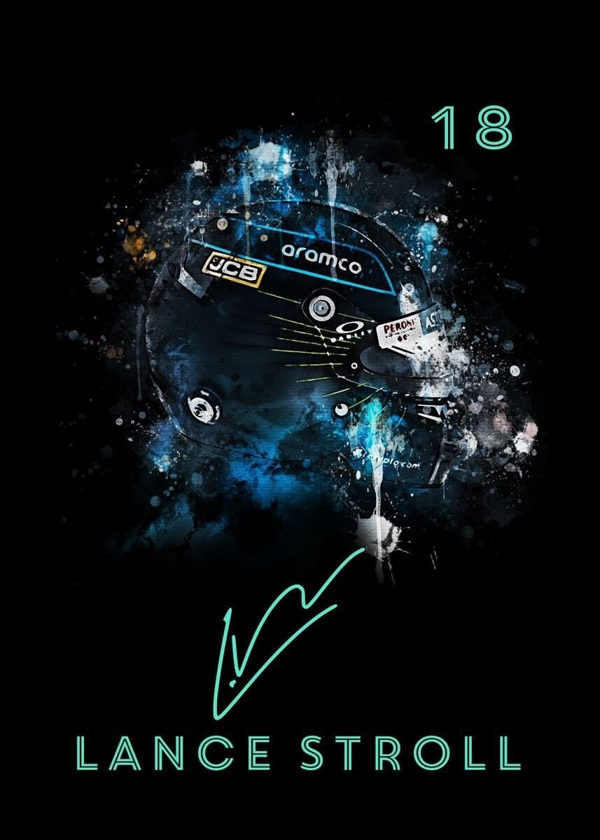 Poster Formel 1 Helm Aquarell Rennfahrer Name Unterschrift Rennnummer · Deko-Print ohne Rahmen