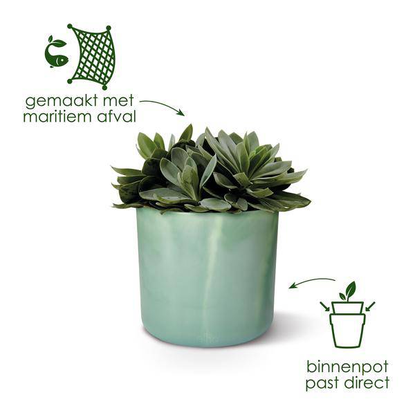 Pflanztopf Ozean Atlantikblau D18xH17 – Nachhaltiger Blumentopf aus ozeaninspiriertem Recyclingmaterial – Mit Drainageloch